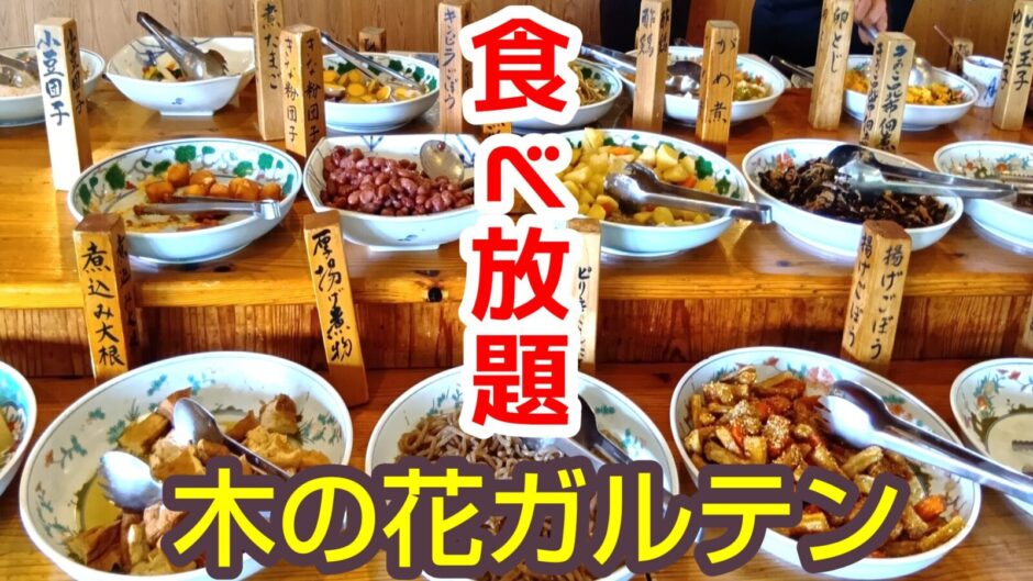 木の花ガルテン大山本店のオーガニックバイキング。新鮮な地元野菜を使った食べ放題料理が並ぶアイキャッチ画像用の写真