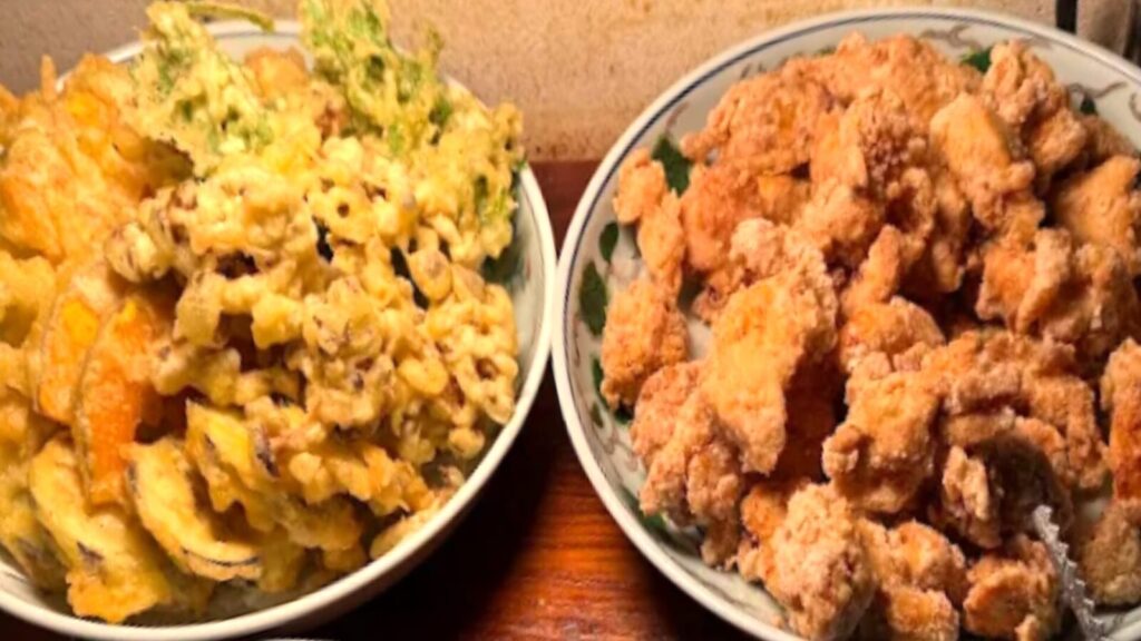 バイキングの中でも最高に美味しい、天ぷらと唐揚げ。天ぷらは特に分厚くて大きなシイタケがウマウマ。かぼちゃやお芋、玉ねぎなど地元野菜を揚げています。唐揚げは胸肉を使用。旨味あふれる柔らかくてサッパリとした唐揚げです。