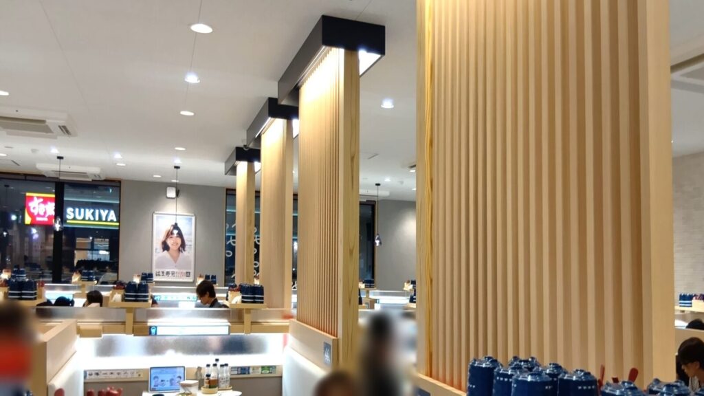 はま寿司大分賀来店の店内。オープンしたばかりで、とてもキレイ。